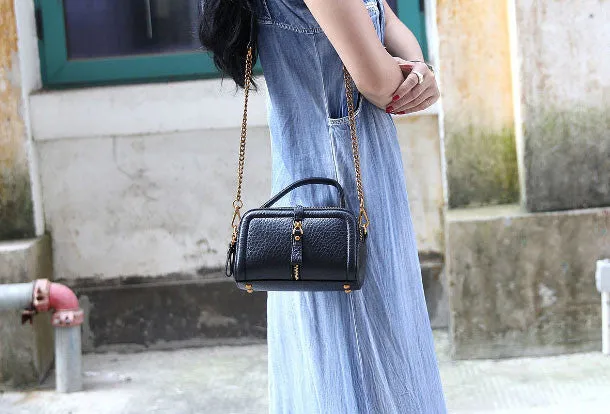 Handmade small phone purse leather black crossbody bag shoulder bag women