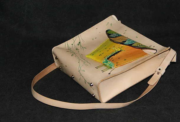 Handmade vintage leather large Satchel bag crossbody shoulder bag /handbag for women