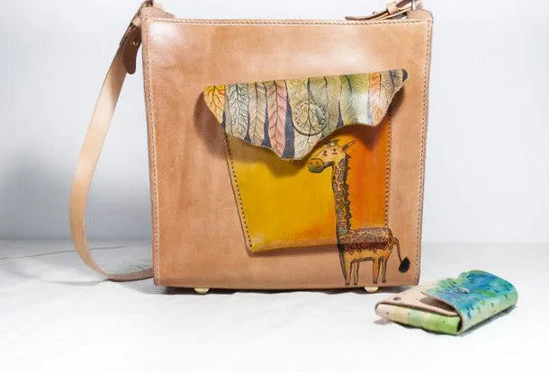 Handmade vintage leather large Satchel bag crossbody shoulder bag /handbag for women