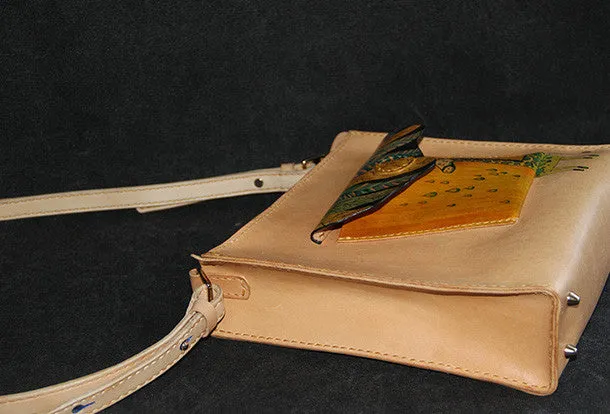 Handmade vintage leather large Satchel bag crossbody shoulder bag /handbag for women