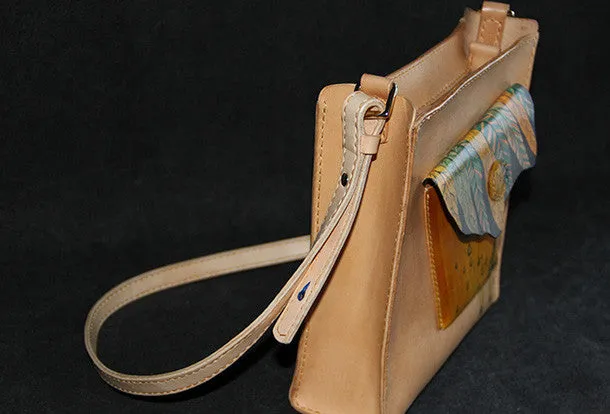 Handmade vintage leather large Satchel bag crossbody shoulder bag /handbag for women