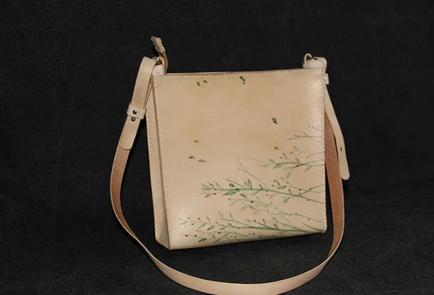 Handmade vintage leather large Satchel bag crossbody shoulder bag /handbag for women