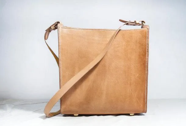 Handmade vintage leather large Satchel bag crossbody shoulder bag /handbag for women