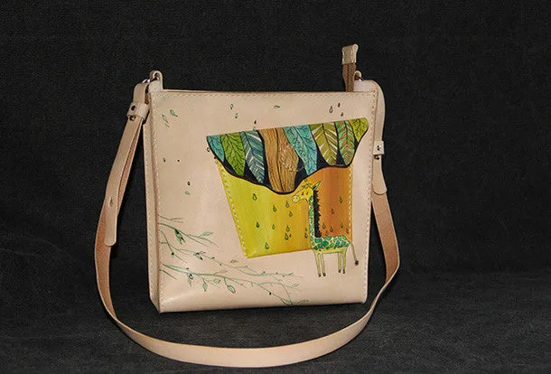 Handmade vintage leather large Satchel bag crossbody shoulder bag /handbag for women
