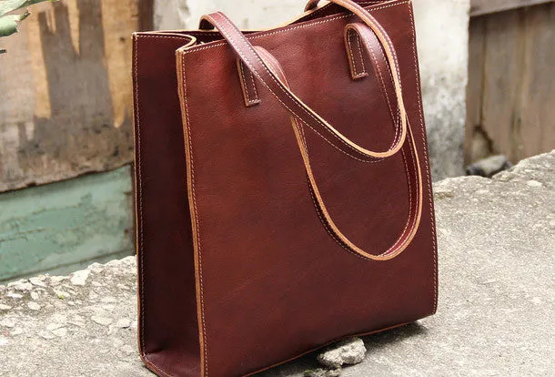 Handmade vintage womens leather tote bags shoulder bag for women