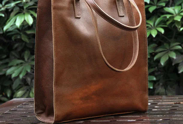 Handmade vintage womens leather tote bags shoulder bag for women