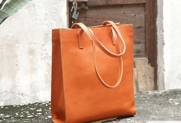 Handmade vintage womens leather tote bags shoulder bag for women