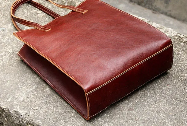Handmade vintage womens leather tote bags shoulder bag for women
