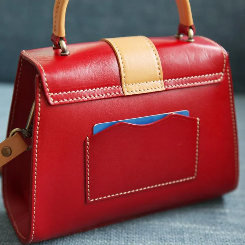 Handmade Women's Blue Leather Handbags Purse Vintage Small Handbag Shoulder Bag Purse