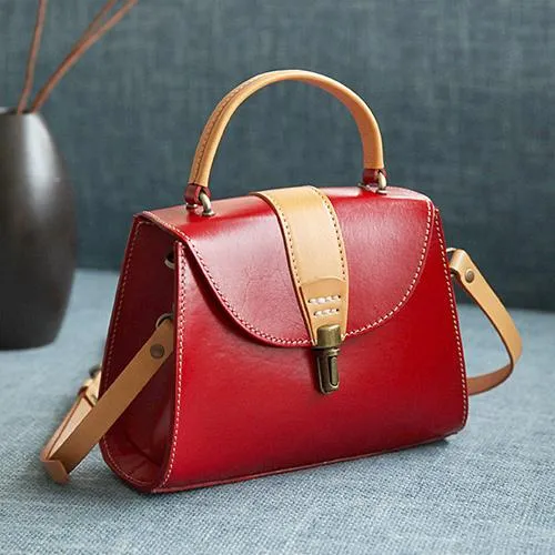 Handmade Women's Blue Leather Handbags Purse Vintage Small Handbag Shoulder Bag Purse
