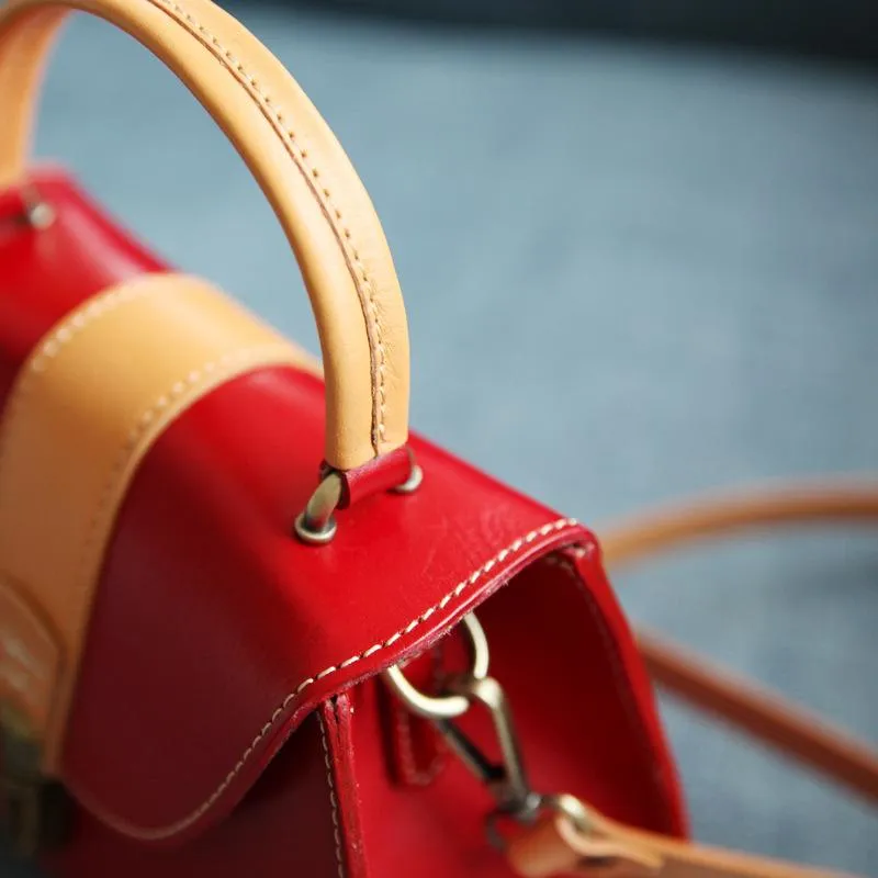 Handmade Women's Blue Leather Handbags Purse Vintage Small Handbag Shoulder Bag Purse