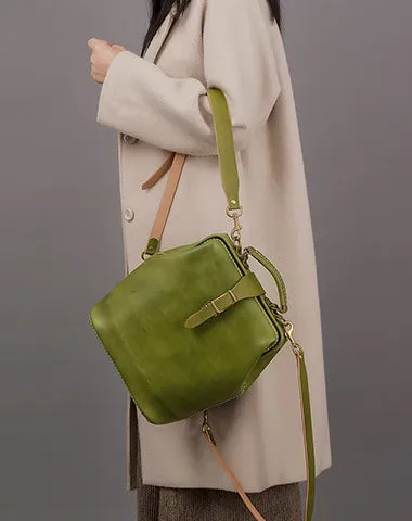 Handmade Womens Coffee Leather Doctor Backpack Purse Shoulder Doctor Handbag for Women