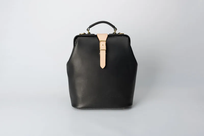 Handmade Womens Coffee Leather Doctor Backpack Purse Shoulder Doctor Handbag for Women