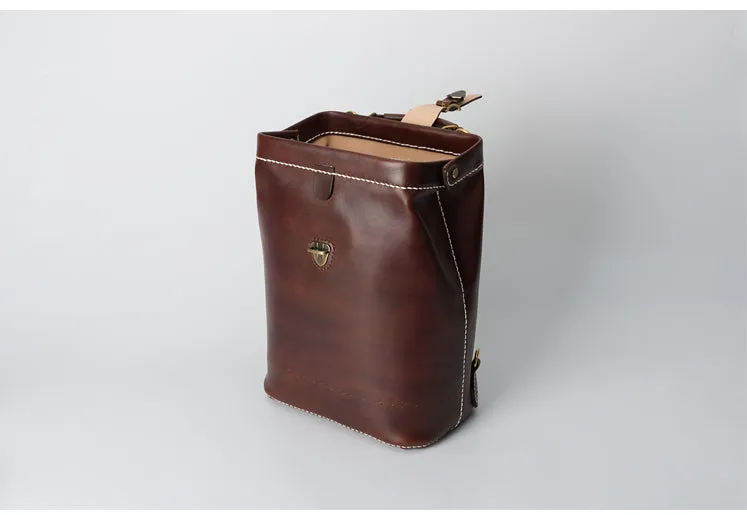 Handmade Womens Coffee Leather Doctor Backpack Purse Shoulder Doctor Handbag for Women