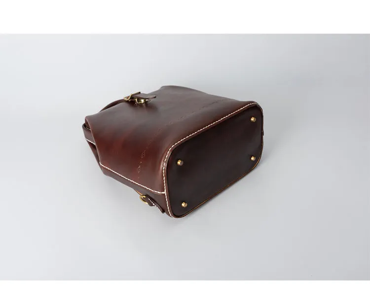 Handmade Womens Coffee Leather Doctor Backpack Purse Shoulder Doctor Handbag for Women