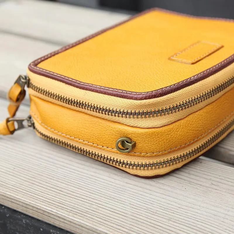 Handmade Women's Red Leather Shoulder Clutch Purse Handbag Crossbody Bag Clutch Purse