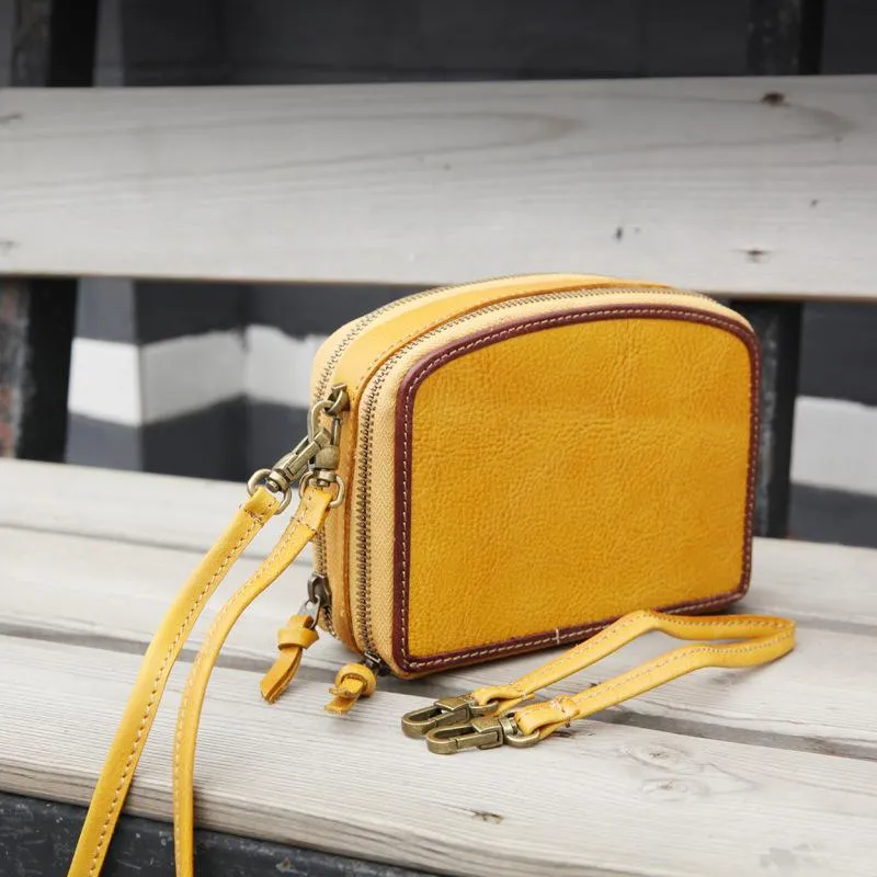 Handmade Women's Red Leather Shoulder Clutch Purse Handbag Crossbody Bag Clutch Purse