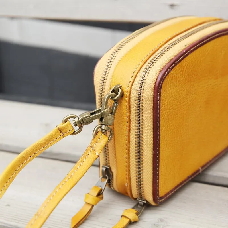 Handmade Women's Red Leather Shoulder Clutch Purse Handbag Crossbody Bag Clutch Purse
