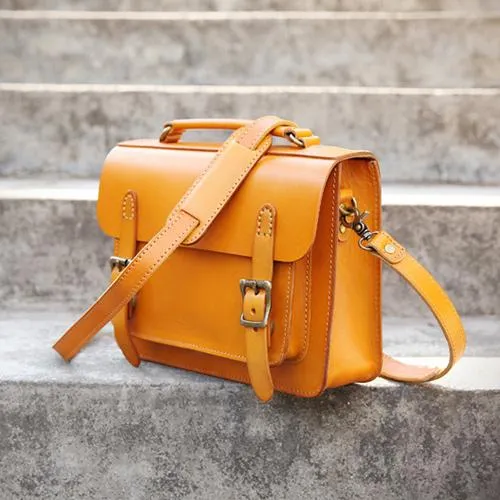 Handmade Womens Tan Leather Satchel Shoulder Bag Cambridge Structured Satchel Handbag Purse for Men