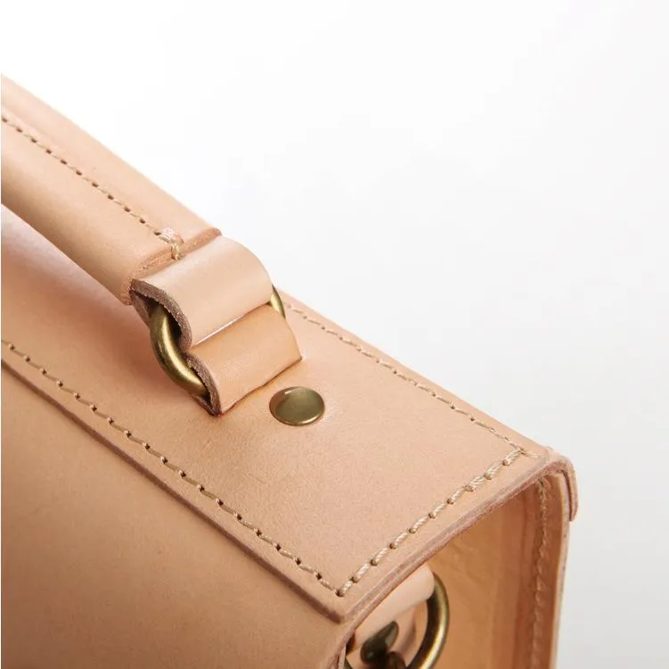 Handmade Womens Tan Leather Satchel Shoulder Bag Cambridge Structured Satchel Handbag Purse for Men