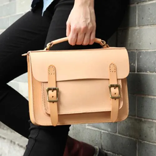Handmade Womens Tan Leather Satchel Shoulder Bag Cambridge Structured Satchel Handbag Purse for Men