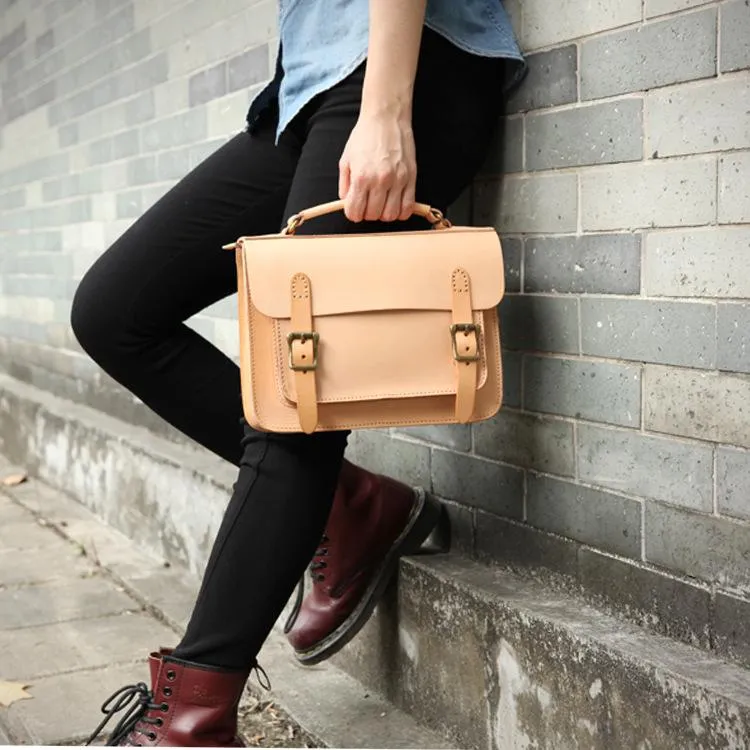 Handmade Womens Tan Leather Satchel Shoulder Bag Cambridge Structured Satchel Handbag Purse for Men
