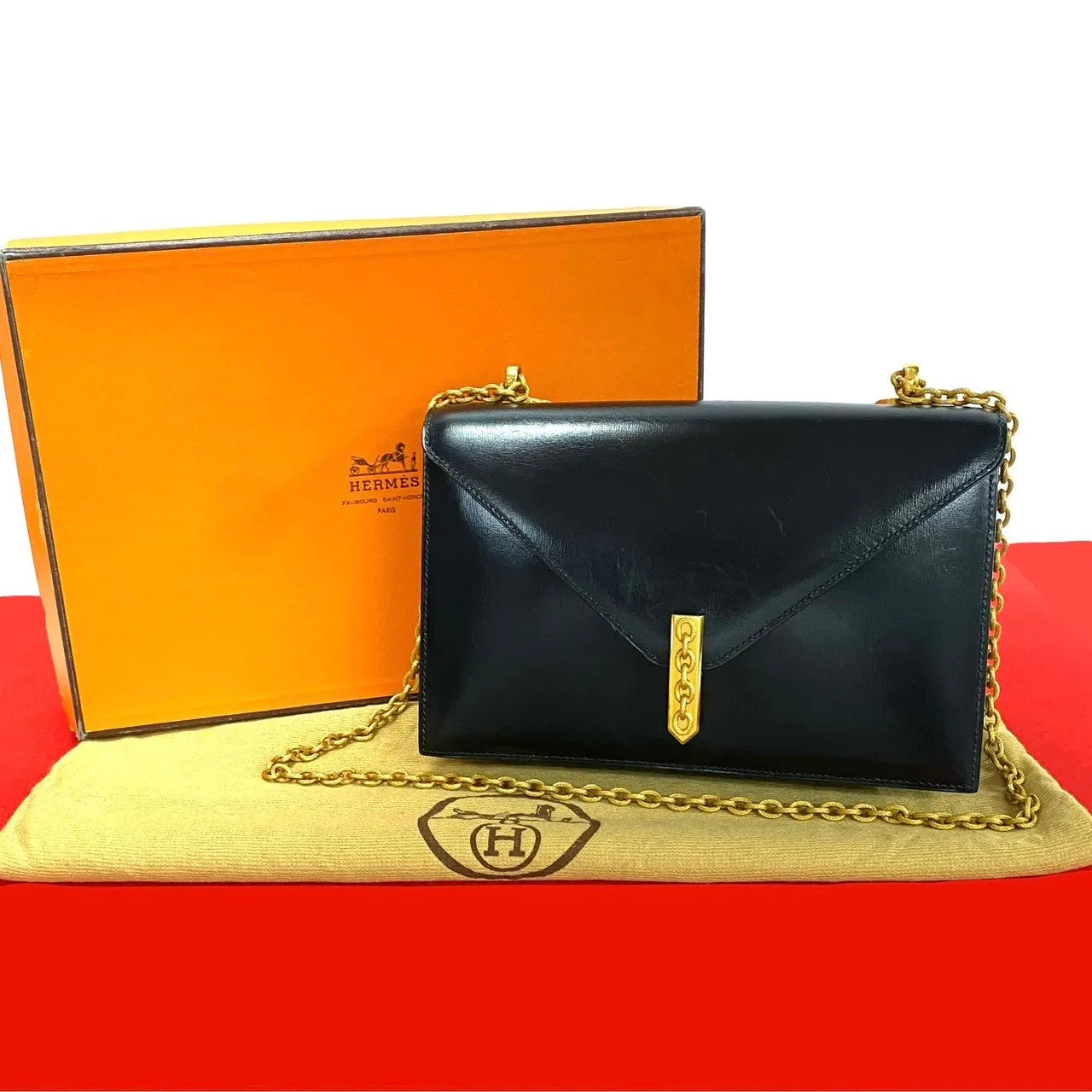 HERMES Shoulder Bag Box scarf black Alcazar Women Used