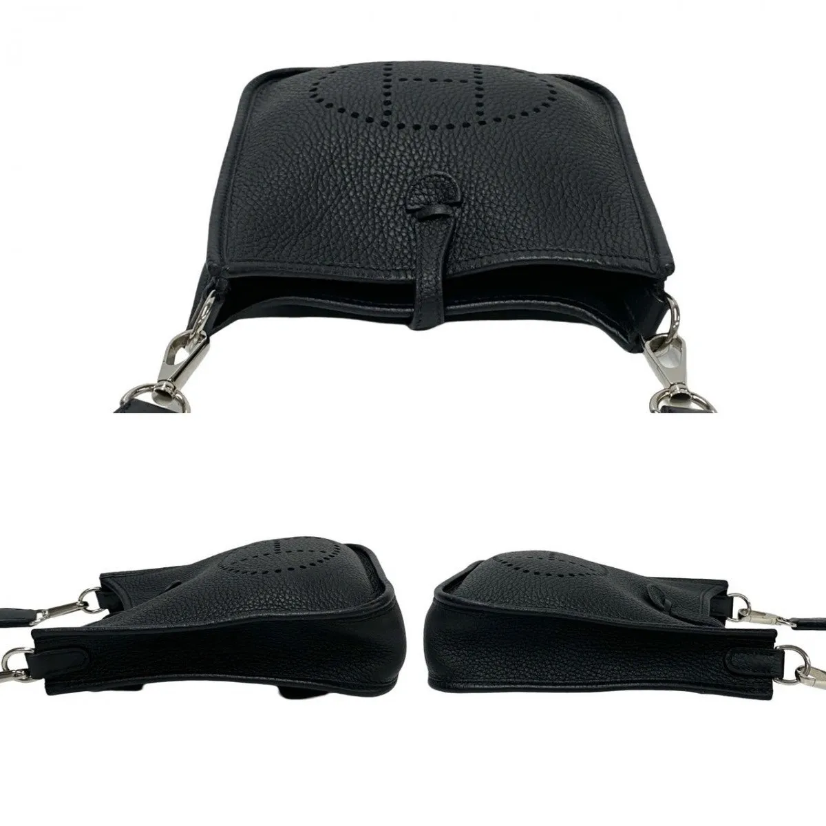 HERMES Shoulder Bag Taurillon Clemence black Evelyn TPM