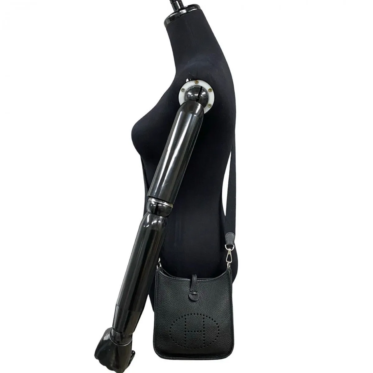 HERMES Shoulder Bag Taurillon Clemence black Evelyn TPM
