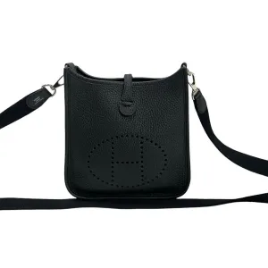 HERMES Shoulder Bag Taurillon Clemence black Evelyn TPM