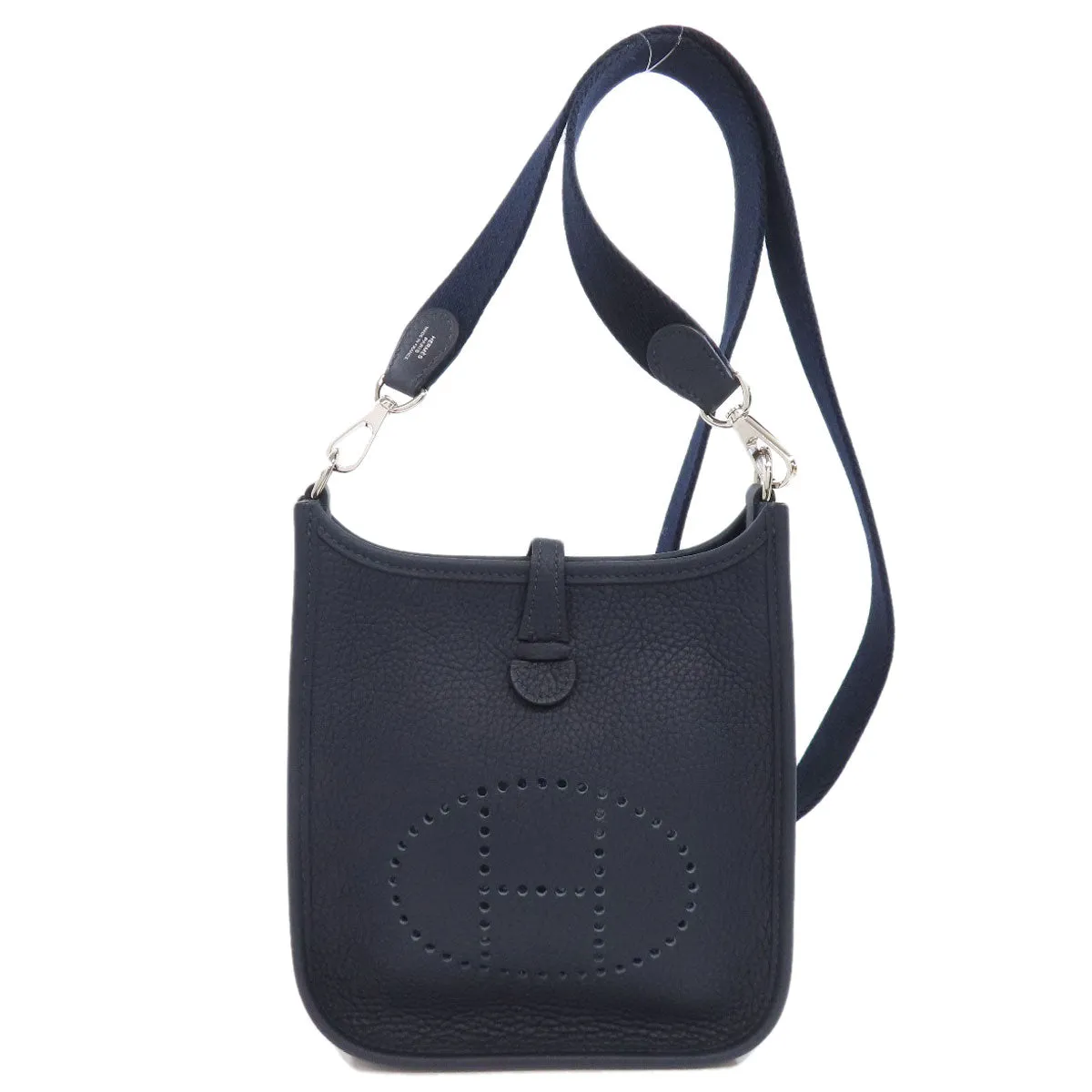 HERMES Shoulder Bag Taurillon Clemence Navy Evelyn TPM SilverMetal Women Used