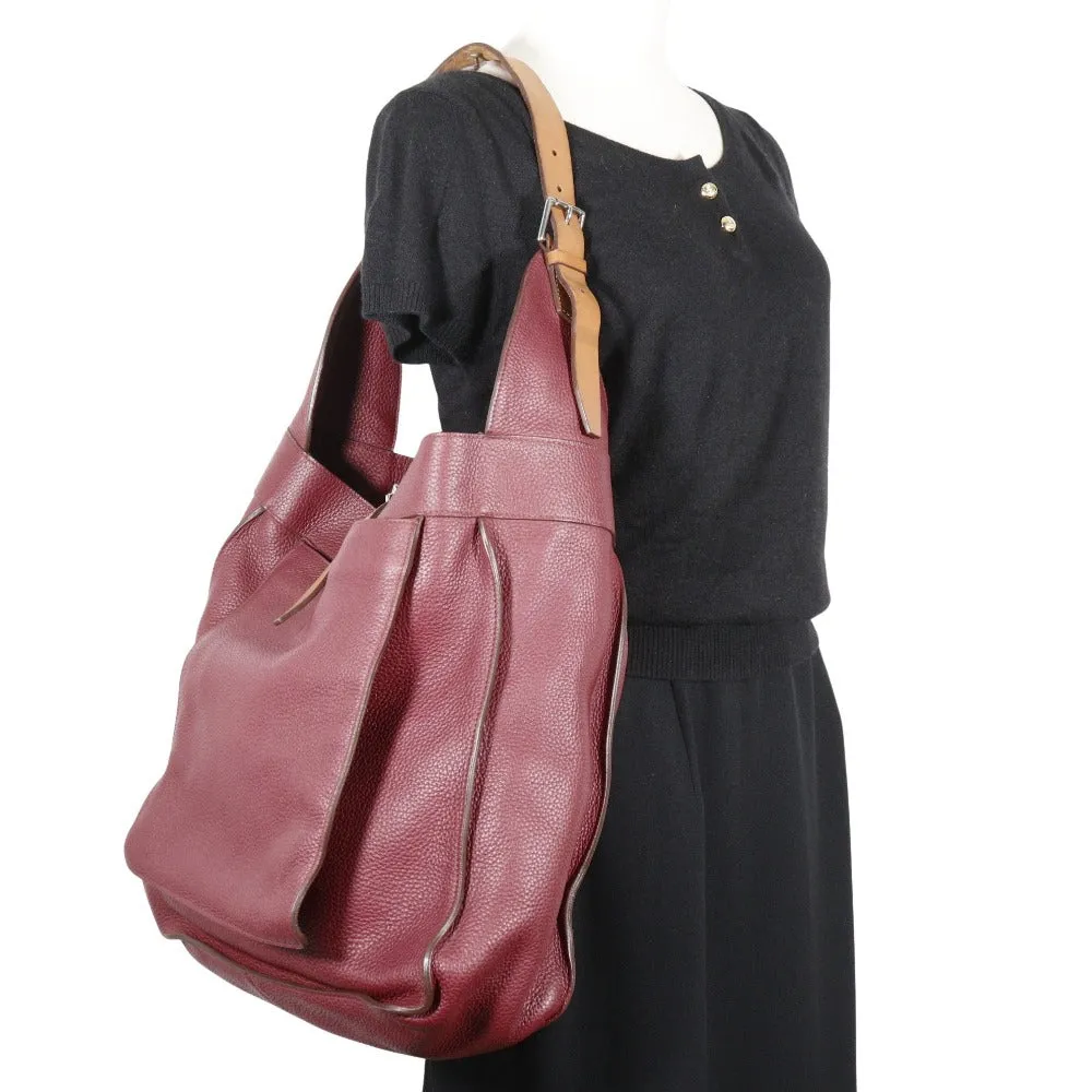 HERMES Shoulder Bag Taurillon Clemence Red Marwali GM Women Used