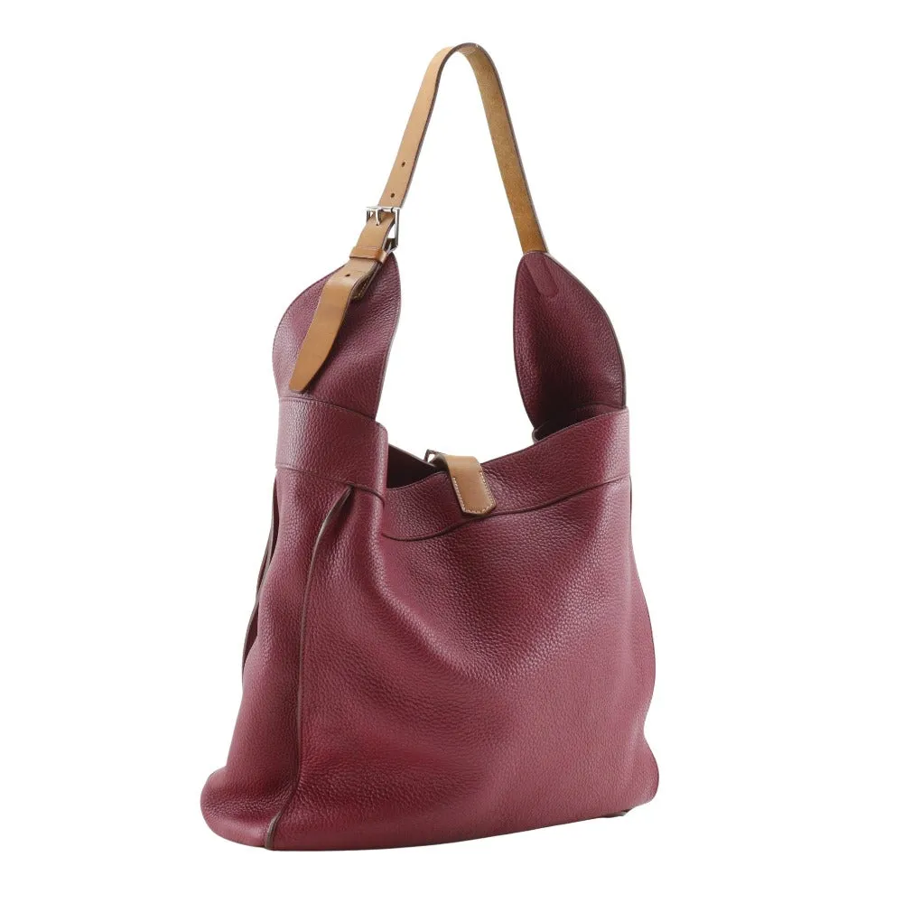 HERMES Shoulder Bag Taurillon Clemence Red Marwali GM Women Used