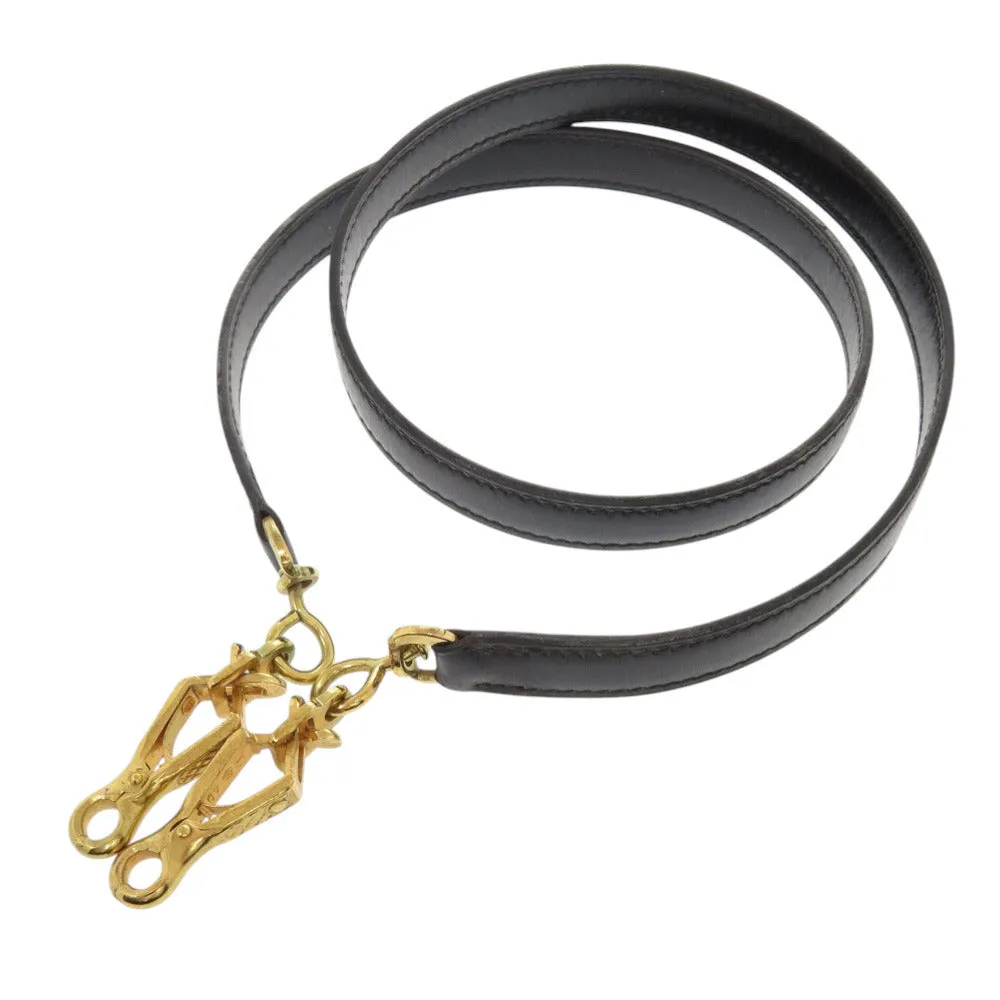 HERMES Shoulder strap Box scarf black Kelly strap