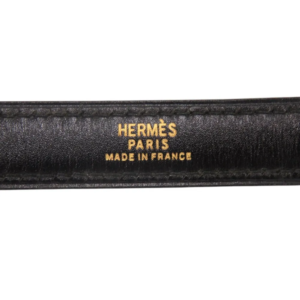HERMES Shoulder strap Box scarf black Kelly strap