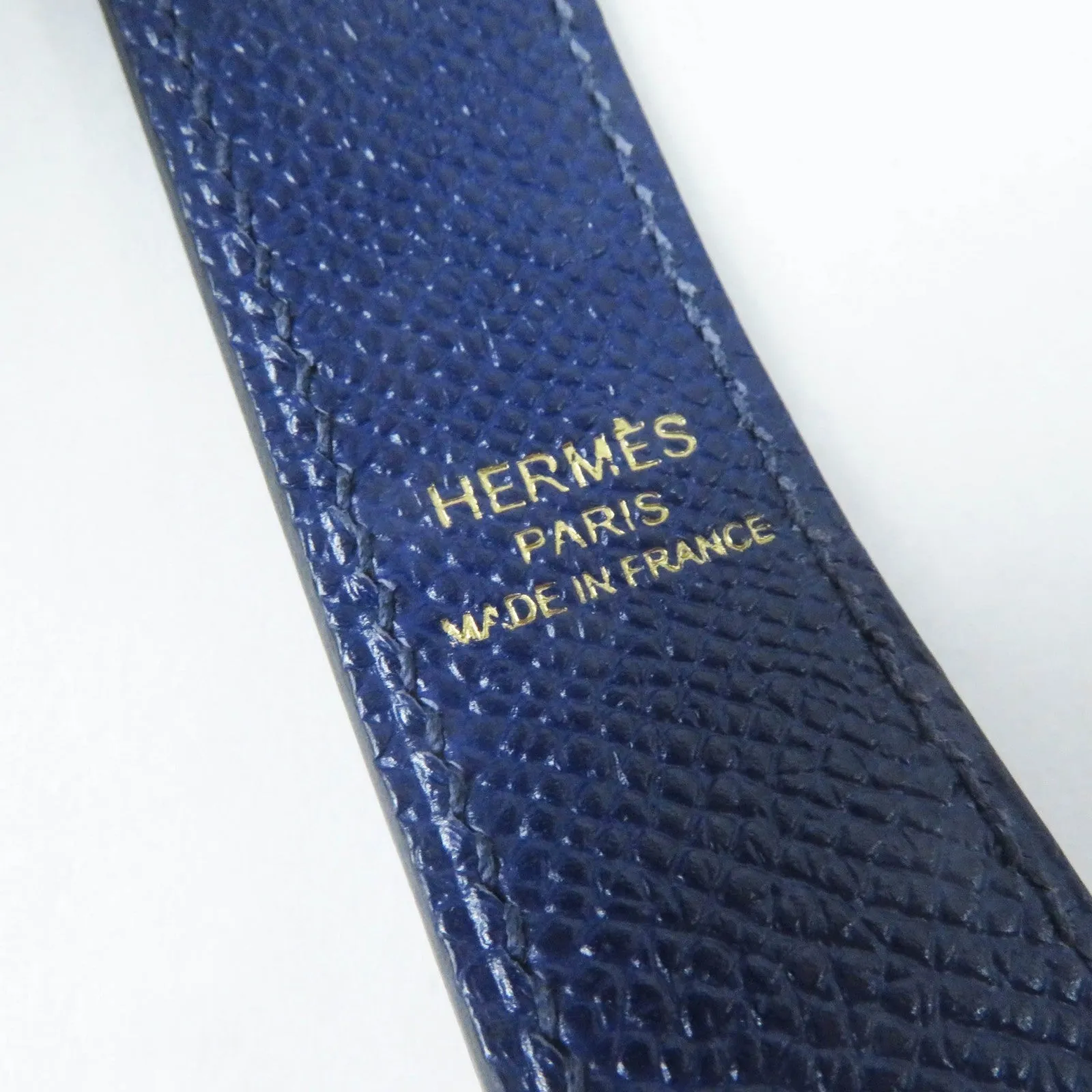 HERMES Shoulder strap Main: Leather Blue Black Brown bandouliere trace de cuir Women Used