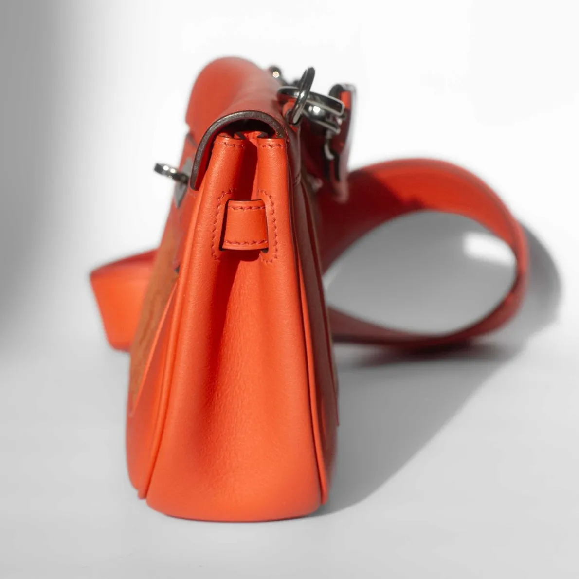 HERM??S - BERLINE CROSSBODY BAG ORANGE LEATHER & SUEDE RUTH??NIUM HARDWARE