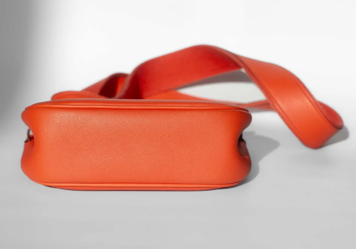 HERM??S - BERLINE CROSSBODY BAG ORANGE LEATHER & SUEDE RUTH??NIUM HARDWARE