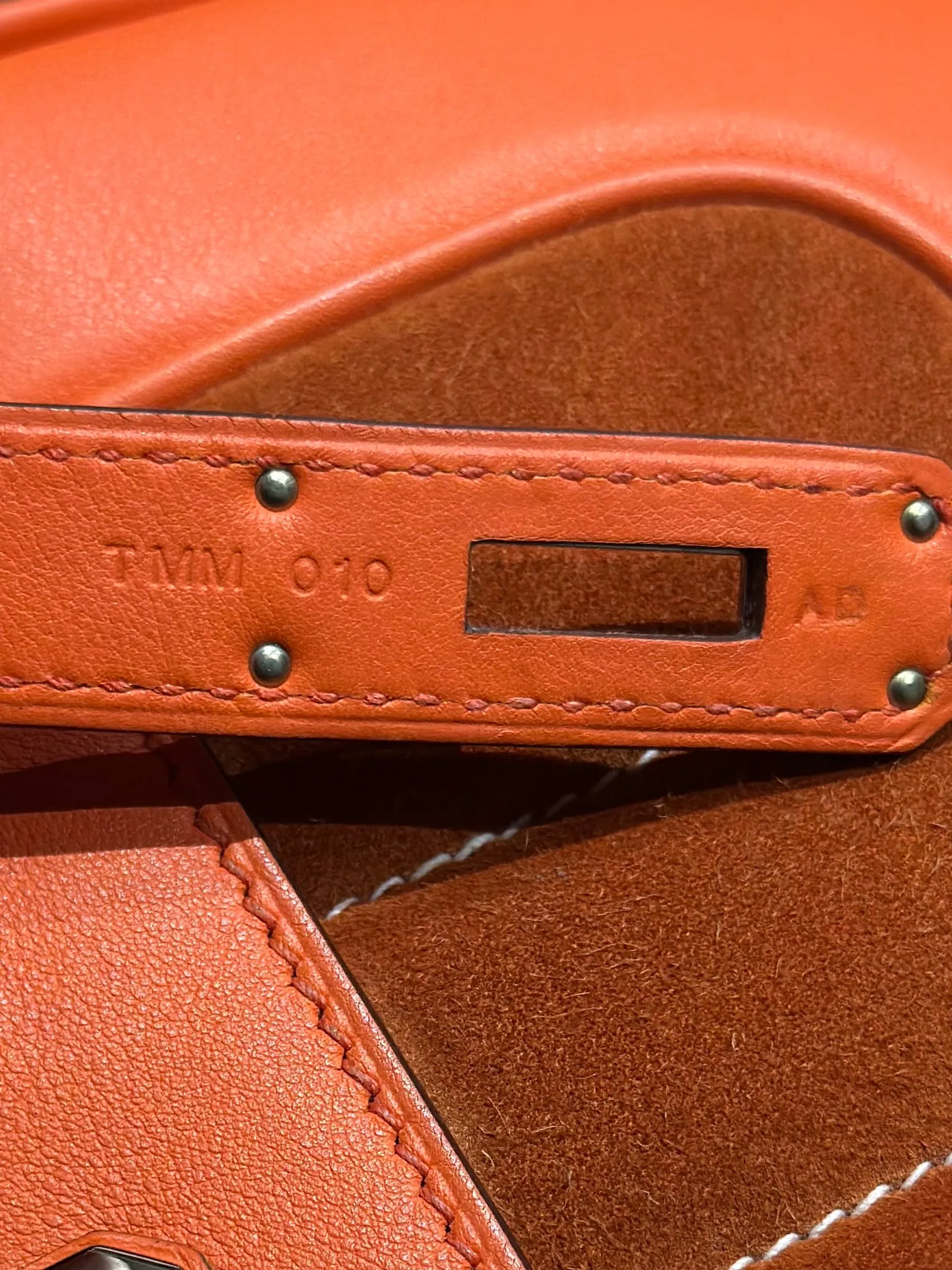HERM??S - BERLINE CROSSBODY BAG ORANGE LEATHER & SUEDE RUTH??NIUM HARDWARE