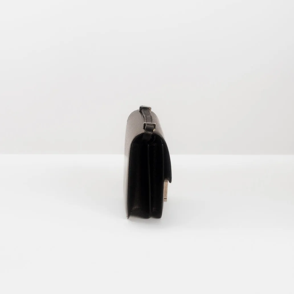 HERM??S - *LIMITED EDITION* CONSTANCE MINI 18 BLACK BOX CALF LEATHER & LIZARD PALLADIUM HARDWARE