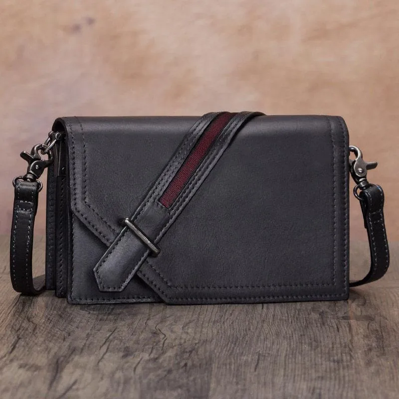 Leather Vintage Red Womens Side Bag Square Flap Over Satchel Shoulder Bag Crossbody Bag Purse for Ladies