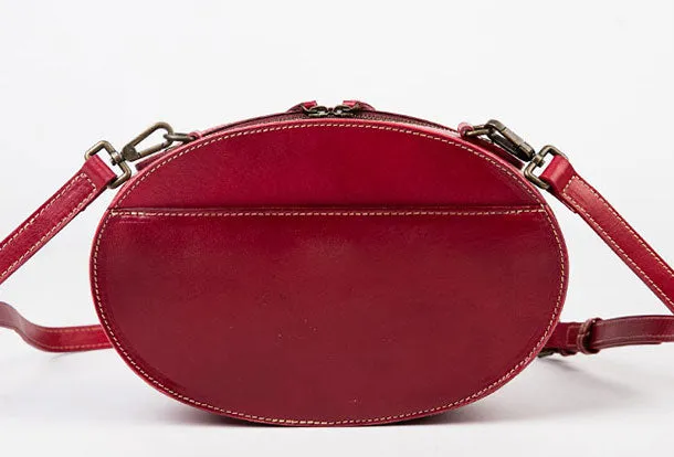 Leather Womens Round Handbag Crossbody Bag Shoulder Bag Purse For Women