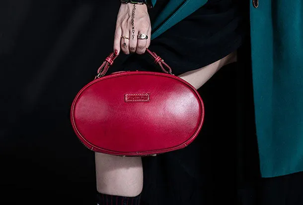 Leather Womens Round Handbag Crossbody Bag Shoulder Bag Purse For Women