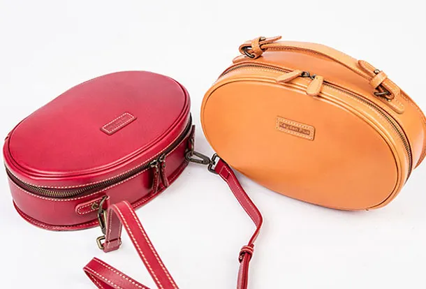 Leather Womens Round Handbag Crossbody Bag Shoulder Bag Purse For Women