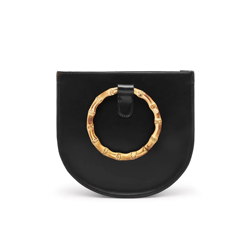 Leather Womens Round Handbags Saddle Shoulder Bag For Women