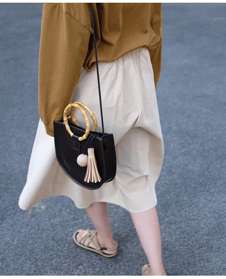 Leather Womens Round Handbags Saddle Shoulder Bag For Women