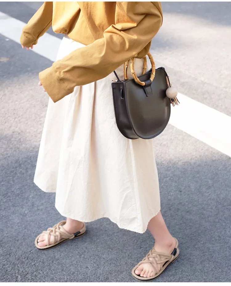 Leather Womens Round Handbags Saddle Shoulder Bag For Women