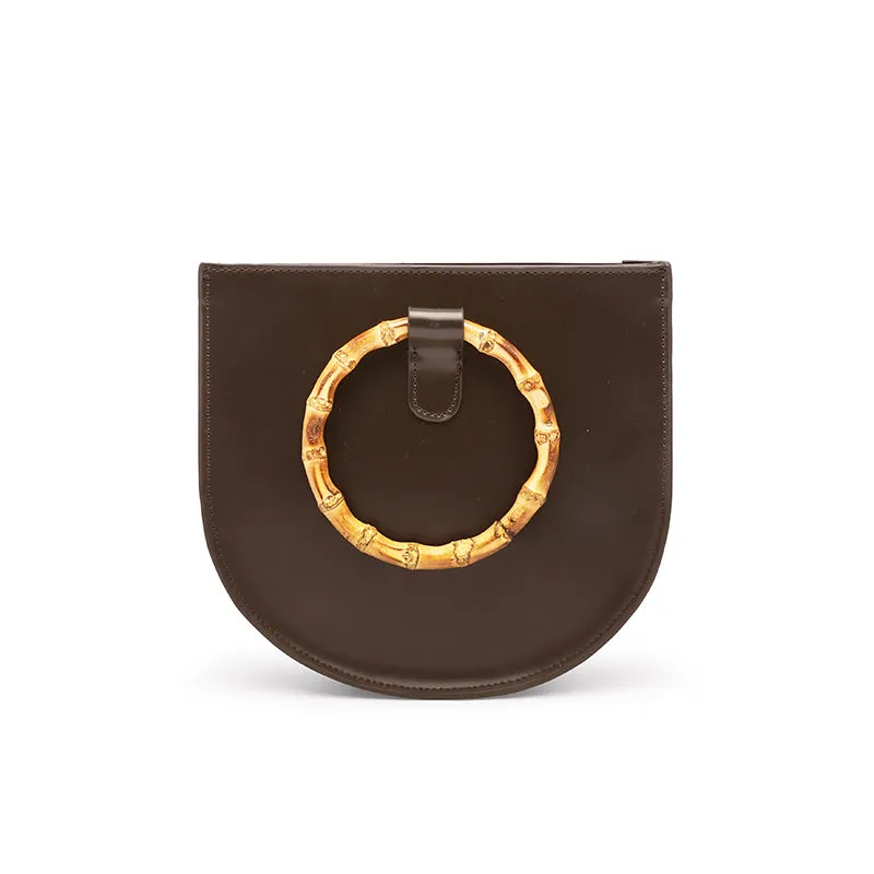 Leather Womens Round Handbags Saddle Shoulder Bag For Women