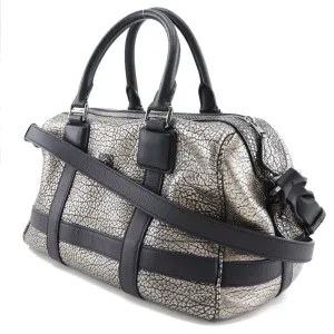 LOEWE Handbag Calfskin Black, Silver Mini Boston 2WAYShoulder Women Used