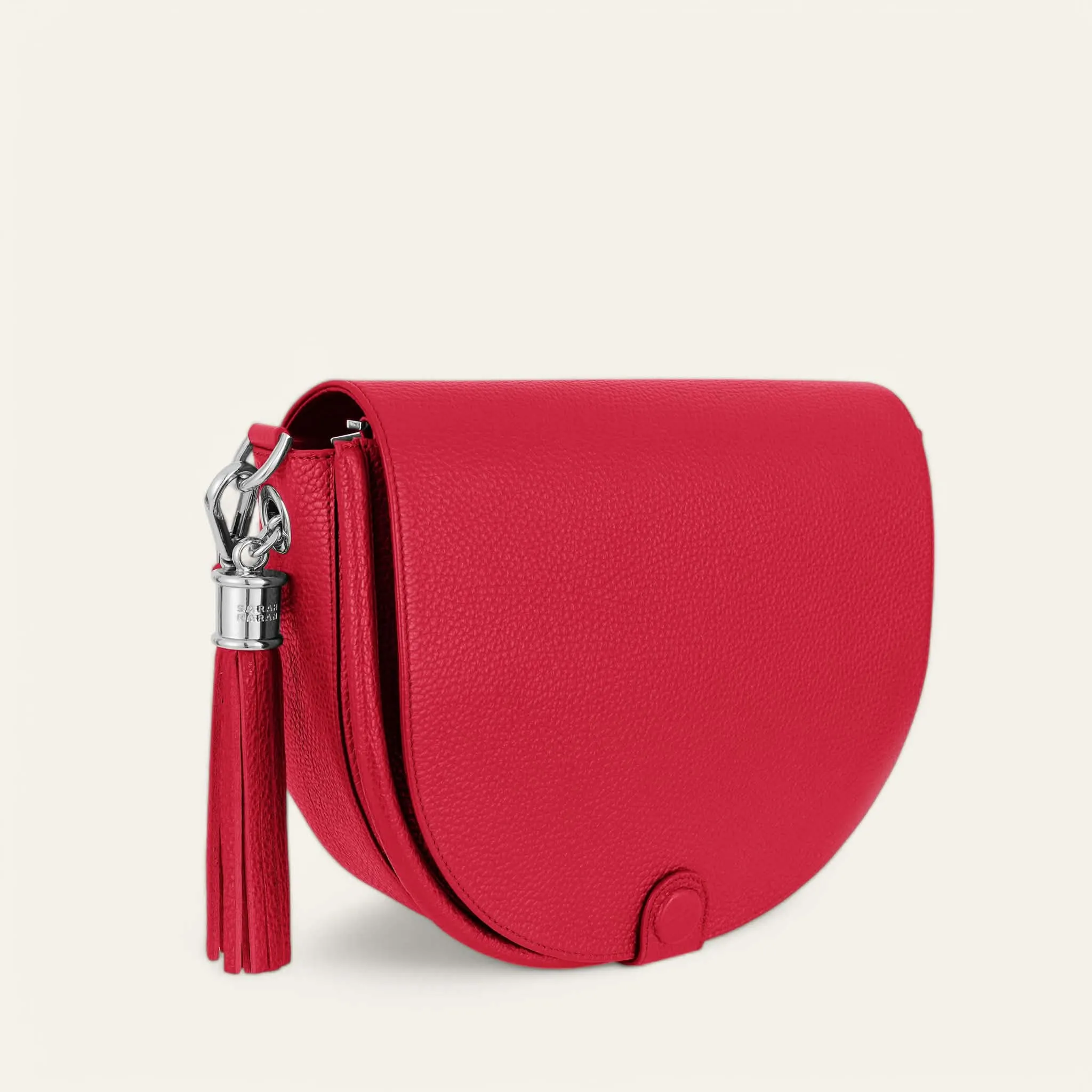 Luna Satchel | Pillarbox Red with Silver hardware